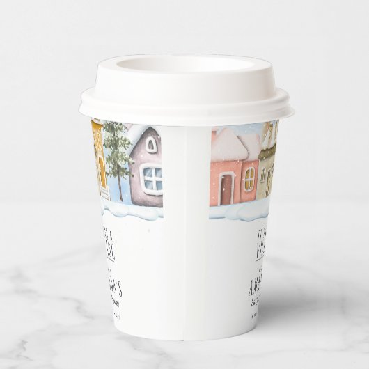 Winter Christmas It takes a Village Baby Shower Papieren Bekers (Rechts)