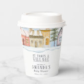 Winter Christmas It takes a Village Baby Shower Papieren Bekers (Voorkant)