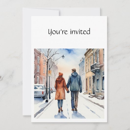 Winter Christmas Jubileum City Paar Winter Kaart (Voorkant)