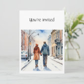 Winter Christmas Jubileum City Paar Winter Kaart (Staand voorkant)