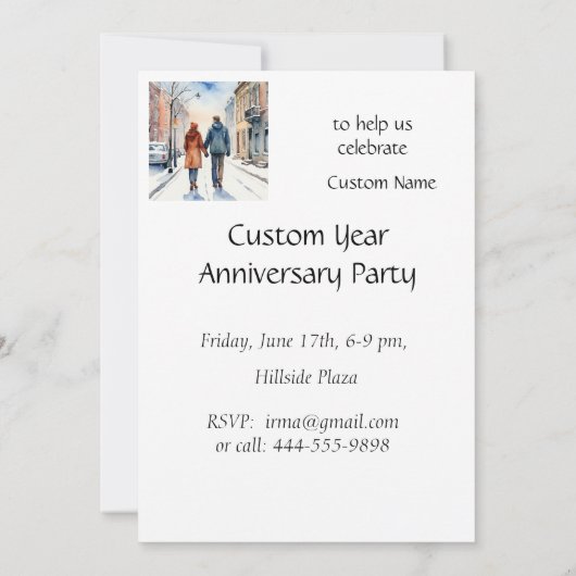 Winter Christmas Jubileum City Paar Winter Kaart (Achterkant)