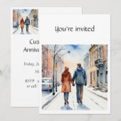 Winter Christmas Jubileum City Paar Winter Kaart (Voorkant / Achterkant)