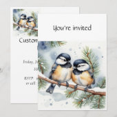 Winter Christmas Jubileum Party Chickadee Birds Kaart (Voorkant / Achterkant)