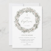 Winter Christmas Krans Doop Uitnodiging (Voorkant)