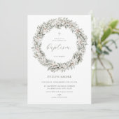 Winter Christmas Krans Doop Uitnodiging (Staand voorkant)