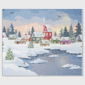 Winter Christmas landscape with snow-covered house Cadeaupapier (Vlak)