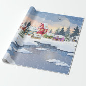 Winter Christmas landscape with snow-covered house Cadeaupapier (Uitgerold)