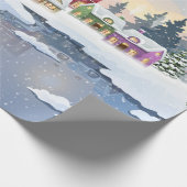 Winter Christmas landscape with snow-covered house Cadeaupapier (Hoek)