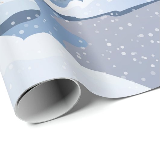 Winter Christmas landscape with snow-covered house Cadeaupapier (Rol Hoek)