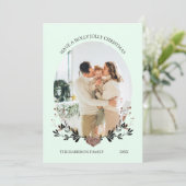 Winter Christmas Lijst Foto Groen Feestdagenkaart (Staand voorkant)