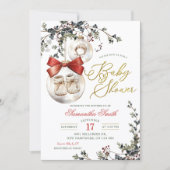 Winter Christmas Minimalist Bauble Baby Shower Kaart (Voorkant)