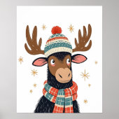 Winter Christmas Moose Wall Art Poster (Voorkant)