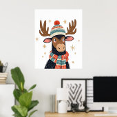 Winter Christmas Moose Wall Art Poster (Thuiskantoor)