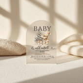 Winter Christmas Neutral Teddy Bear Baby Shower Acryl Uitnodigingen