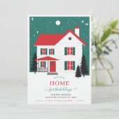 Winter Christmas New Home for Holidays Moving Feestdagenkaart (Staand voorkant)