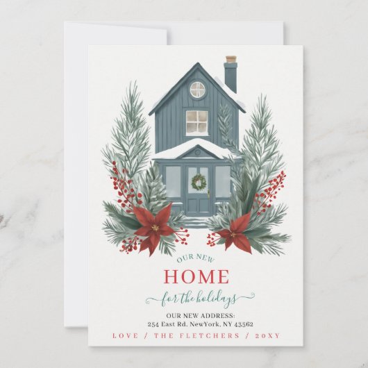 Winter Christmas New Home for Holidays Moving Feestdagenkaart (Voorkant)