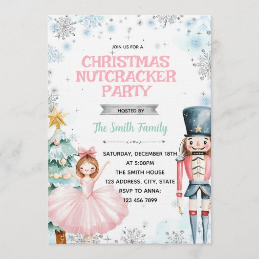 Winter christmas nutcracker party invitation kaart (Voorkant)