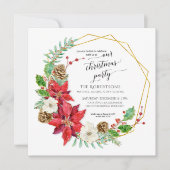 Winter Christmas Party Waterverf | Vierkant Kaart (Voorkant)