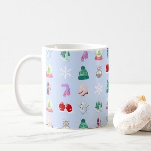 Winter/Christmas Pattern Coffee Mug (11oz) Koffiemok (Met donut)