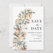 Winter Christmas Pine Tree Bewaar de datum Kaart (Voorkant)