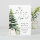 Winter Christmas Pine Tree Rustiek Elegante Huweli Kaart (Staand voorkant)