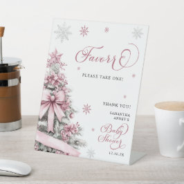 Winter Christmas Pink Baby shower Favorieten Teken Reclamebord Met Voetstuk