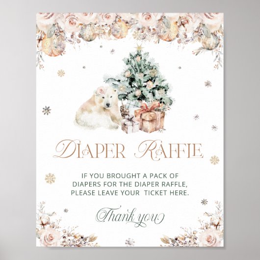 Winter Christmas Polar Beer Luier Raffle Poster (Voorkant)