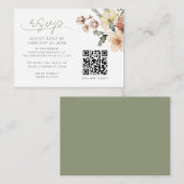 Winter Christmas Sage Green QR Code Huwelijk RSVP Informatiekaartje (Voorkant / Achterkant)