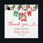 Winter Christmas Santa Baby shower Bedankt Bedankjes Labels<br><div class="desc">Show uw waardering met onze Winter Christmas Santa Baby shower Bedankt Gift Labels. Met een vrolijk Santa Claus-ontwerp versierd met winterse sneeuwvlokken en feestelijk groen, voegen deze cadeau-labels een charmante en persoonlijke touch toe aan uw bedankcadeaus. Perfect voor het hechten aan feestgunsten of cadeaus, ze helpen je dankbaarheid op een...</div>