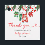 Winter Christmas Santa Baby shower Bedankt Bedankjes Labels<br><div class="desc">Show uw waardering met onze Winter Christmas Santa Baby shower Bedankt Gift Labels. Met een vrolijk Santa Claus-ontwerp versierd met winterse sneeuwvlokken en feestelijk groen, voegen deze cadeau-labels een charmante en persoonlijke touch toe aan uw bedankcadeaus. Perfect voor het hechten aan feestgunsten of cadeaus, ze helpen je dankbaarheid op een...</div>