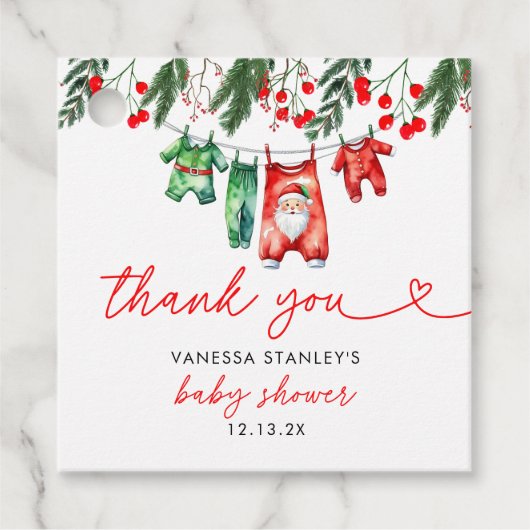 Winter Christmas Santa Baby shower Bedankt Bedankjes Labels (Voorkant)