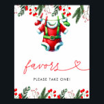 Winter Christmas Santa Baby shower Favorieten Teke Poster<br><div class="desc">Begeleid uw gasten naar feestelijke lekkernijen met onze Winter Christmas Santa Baby shower Favors Sign. Met een vrolijke kerstman tegen een besneeuwde winterachtergrond met rode en groene accenten, voegt dit teken een vrolijke toets toe aan het favoriete station van uw baby shower. Het leidt gasten naar de prachtig verpakte lekkernijen...</div>
