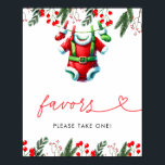 Winter Christmas Santa Baby shower Favorieten Teke Poster<br><div class="desc">Begeleid uw gasten naar feestelijke lekkernijen met onze Winter Christmas Santa Baby shower Favors Sign. Met een vrolijke kerstman tegen een besneeuwde winterachtergrond met rode en groene accenten, voegt dit teken een vrolijke toets toe aan het favoriete station van uw baby shower. Het leidt gasten naar de prachtig verpakte lekkernijen...</div>