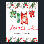 Winter Christmas Santa Baby shower Favors Poster<br><div class="desc">Voeg een feestelijk tintje toe aan uw baby shower met ons Winter Christmas Santa Baby shower Favors Poster. Dit poster heeft een vrolijke kerstman, omringd door winterse elementen zoals sneeuwvlokken, hulst en weelderig groen, waardoor een warme en uitnodigende sfeer wordt gecreëerd. Dit poster is ideaal om boven uw favoriete tafel...</div>