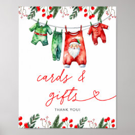 Winter Christmas Santa Baby shower Kaarten en gesc Poster