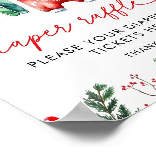 Winter Christmas Santa Baby shower Luier Raffle Poster (Hoek)