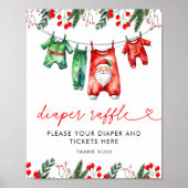 Winter Christmas Santa Baby shower Luier Raffle Poster (Voorkant)