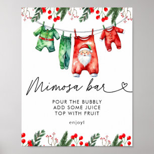 Winter Christmas Santa Baby shower Mimosa Bar Poster