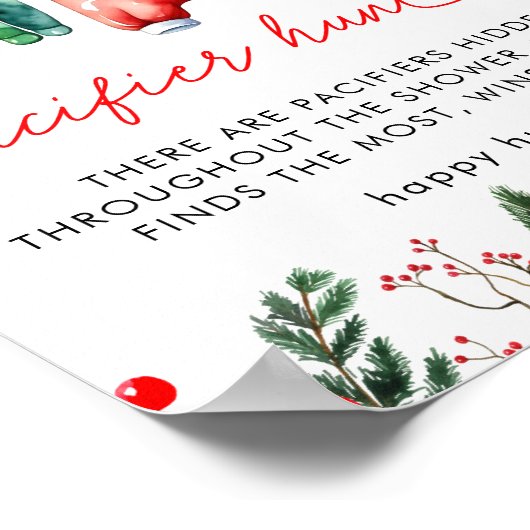 Winter Christmas Santa Baby shower Pacifier Hunt Poster (Hoek)