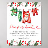 Winter Christmas Santa Baby shower Pacifier Hunt Poster (Voorkant)