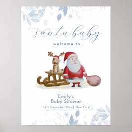Winter Christmas Santa Baby Shower Welcome Sign  Poster