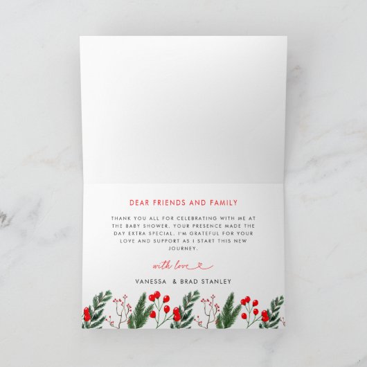 Winter Christmas Santa Baby shower Welkomstbord Bedankkaart (Binnen)