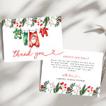 Winter Christmas Santa Baby shower Welkomstbord Bedankkaart<br><div class="desc">Spreek uw dankbaarheid uit met onze Winter Christmas Santa Baby shower Thank You Card, ontworpen om uw feestelijke feest perfect aan te vullen. Deze kaart is voorzien van een vrolijke kerstman, omringd door winterse details zoals sneeuwvlokken, hulst en elegant groen, in navolging van het thema van uw baby shower. Het...</div>