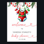 Winter Christmas Santa Baby shower Welkomstbord Poster<br><div class="desc">Verwelkom uw gasten met feestelijk gejuich met behulp van onze Winter Christmas Santa Baby shower Welcome Sign. Met een vrolijke kerstman te midden van een besneeuwde winterscène, is dit bord versierd met fonkelende sneeuwvlokken en weelderig groen, waardoor een warme en uitnodigende sfeer ontstaat voor uw baby shower met een vakantiethema....</div>