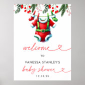Winter Christmas Santa Baby shower Welkomstbord Poster (Voorkant)