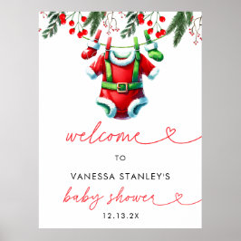 Winter Christmas Santa Baby shower Welkomstbord Poster