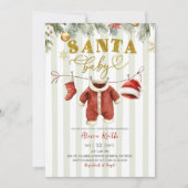 Winter Christmas Santa Clothesline Baby Shower Kaart (Voorkant)