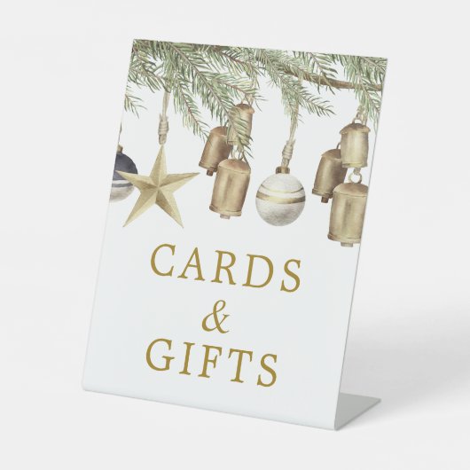 Winter Christmas Shower Cards & Gifts Sign Reclamebord Met Voetstuk (Voorkant)