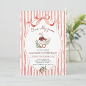 Winter Christmas Silly Goose 1st Birthday Kaart (Staand voorkant)