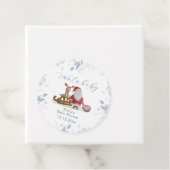 Winter Christmas Sleigh Moose Santa Baby Shower  Bedankjes Labels (In situ)